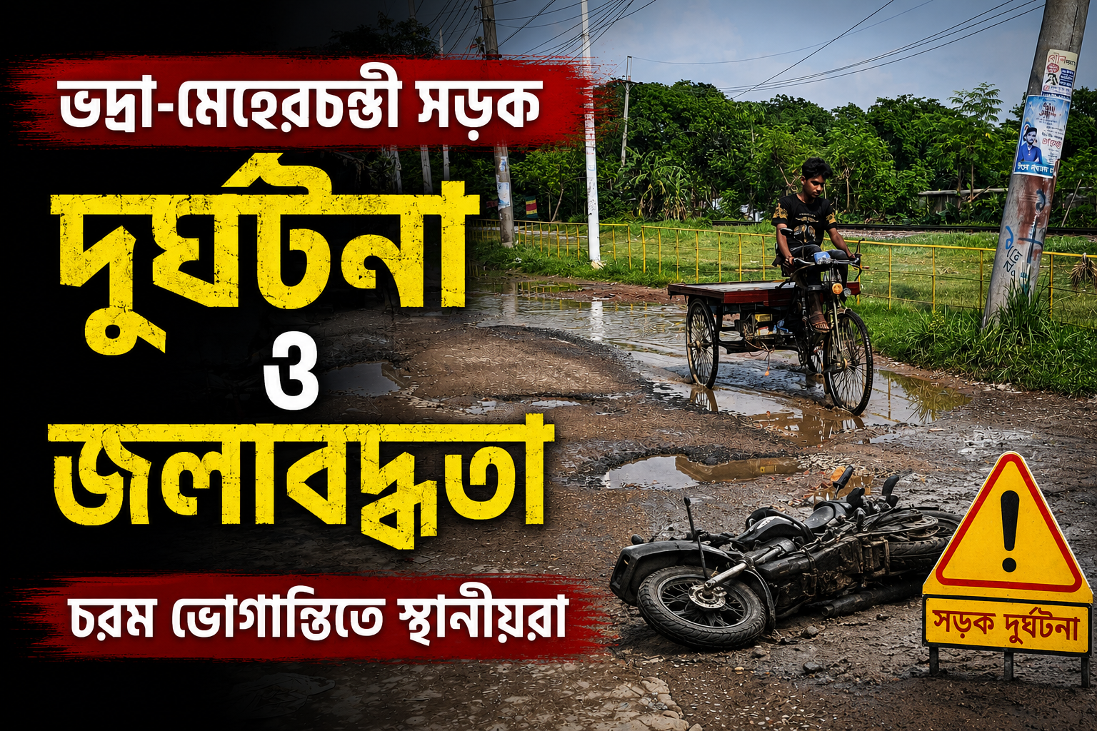 জলাবদ্ধতা ও নিত্যদিনের দুর্ঘটনায় চরম দুর্ভোগ